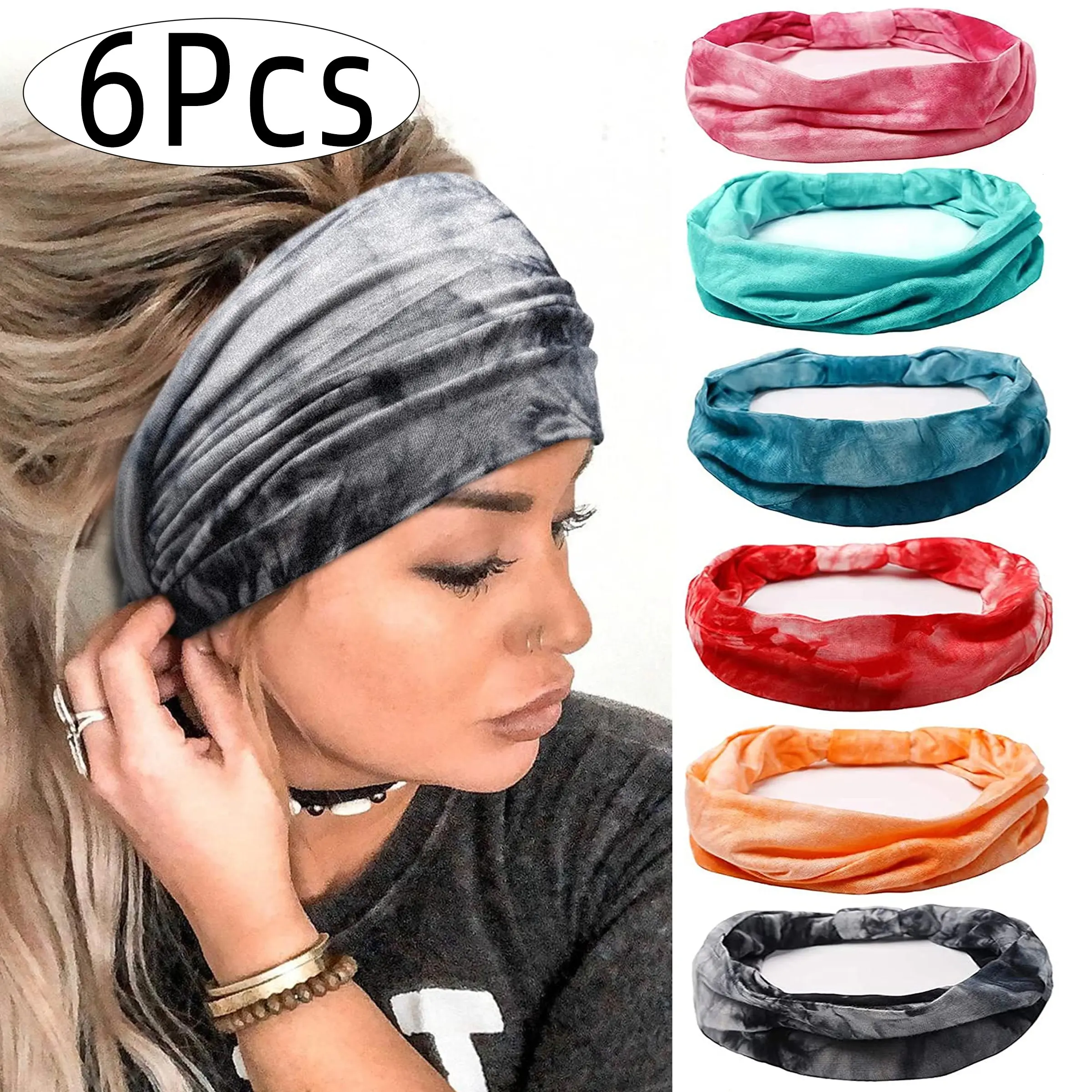 6-Pack Anti-Slip Women's Sports Headbands, Workout Headband, Ideal for Daily Exercise, Running, Yoga, Outdoor Activities, Beach, Team Events, Clubs, Parties, Non Slip Headbands