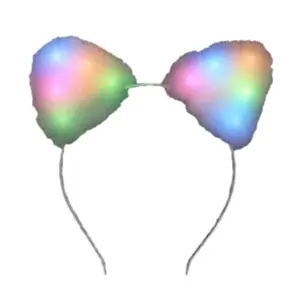 212 MAIN Basic Ear Shape Multi-Color LED Soft Cat Ears Headband - LED Lighted, 1 Size, Unisex Fit