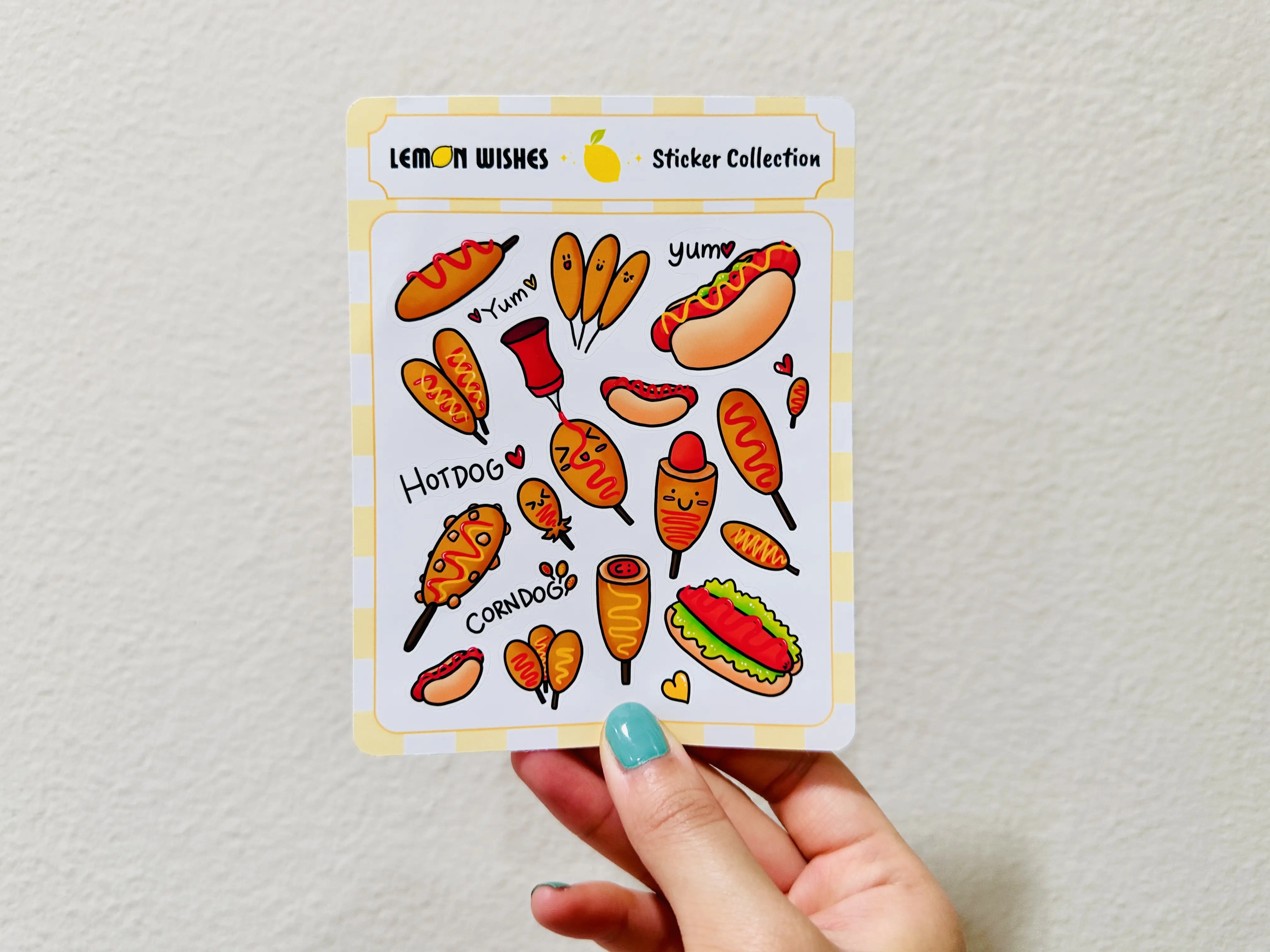 Corndog Hotdog Sticker - sticker sheet, cute stickers, stickers for journal, planner, diary, notebook
