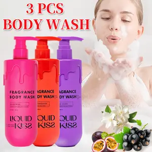 LIQUID KISS Relief Body Wash for Women Oat Etract Vitamin C Hyaluronic Acid  Moisturizing Shower Deep Moisture WHIRLWIND Fragrance Body Bath Shower Gels 473ml 16 fl.oz x 3 Pcs