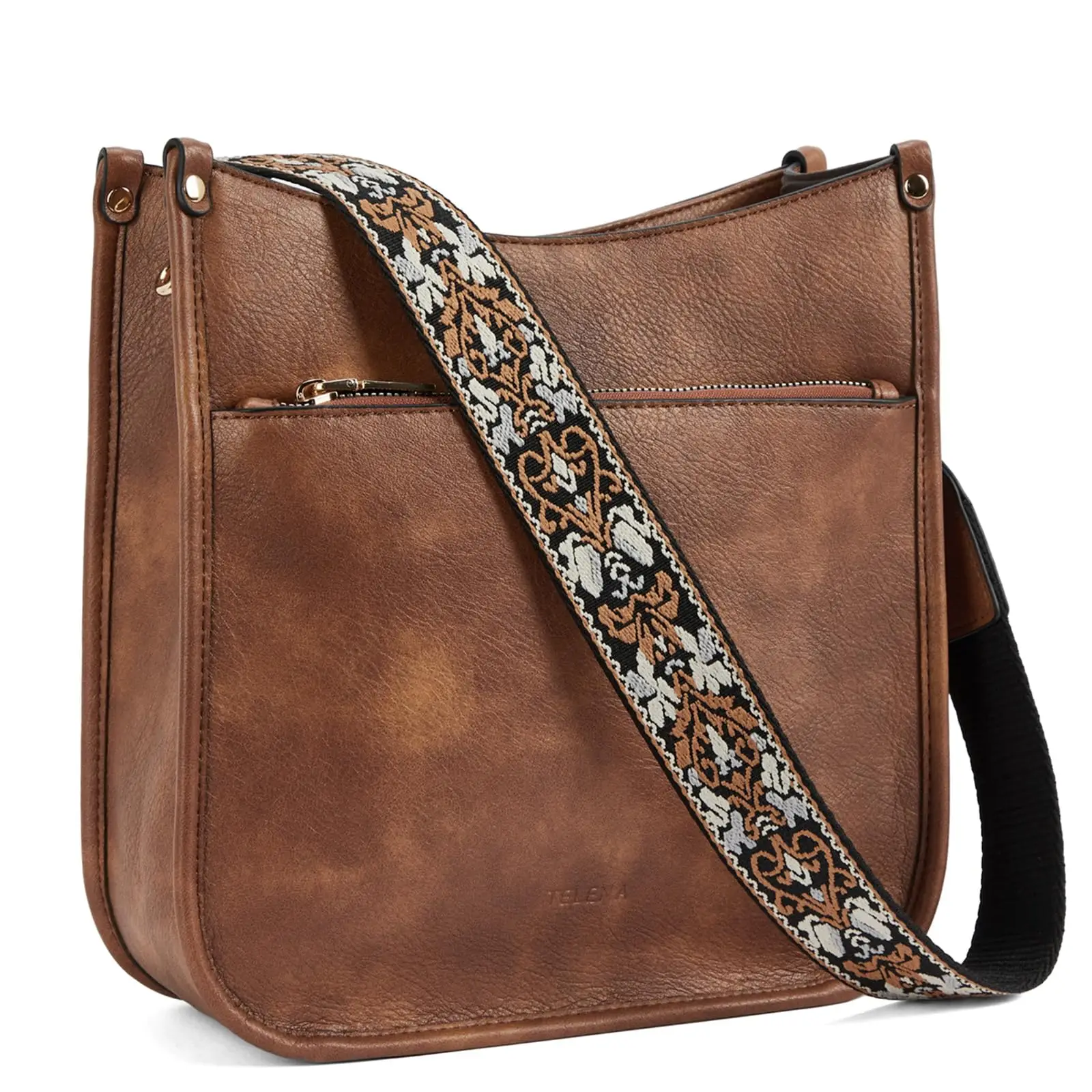 Telena Crossbody Bags for Women Trendy Vegan Leather Purses Hobo Bags Handbags for Women with Adjustable Guitar Strap