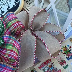 Ribbon bows cotton ribbons Christmas tree topper, step railings decorations