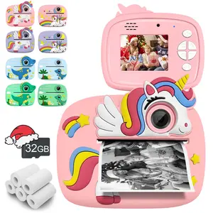 Children Instant Print Mini Camera, 2.4'' LCD Screen, 48mp Portable Digital Camera, Photo, Selfie, Video Recording, Suitable for Kids Ages 3+