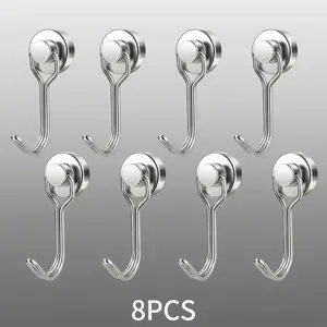 Swivel Magnetic Hooks 8/16 Pack 30LBS Strong Neodymium Hooks for Cruise Cabin Door Fridge Kitchen Metal Surfaces Rotary Vertical Suspension Organizer