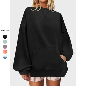 UEU Women Oversized Striped Colorblock Crewneck Sweatshirt with Pockets Long Sleeve Loose Fit Pullover Casual Streetwear Top Trendy Fall Outfit FallFreshness