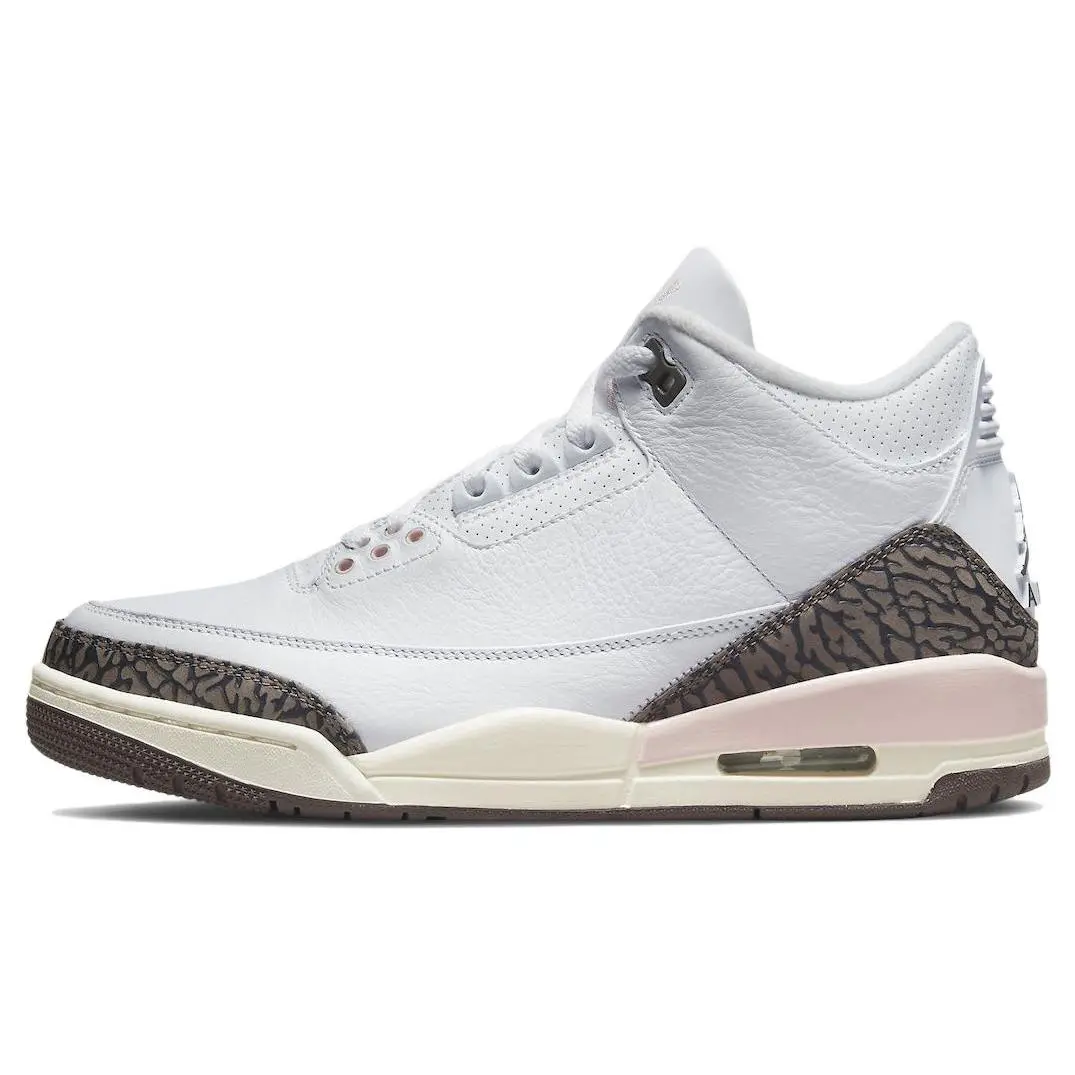 Women's Jordan Air Jordan 3 Retro Dark Mocha Mid-Top Basketball Sports Shoes - White, Brown, Pink