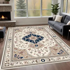 A Persian style home carpet with colorful pattern, machine washable and colorfast, soft and durable, suitable for holidays and any space area, including hotels, offices, sofas, bedside, corridors, etc., Durable Area Rugs, Modern Area Rug