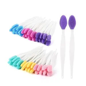 48 Pack Lip Scrub Brush –  2 in 1 Design Silicone Double-Sided Lip Exfoliator Tool for Men & Women, Lip Lightening Brush for Dark Lips, Soft Lip Care Brush