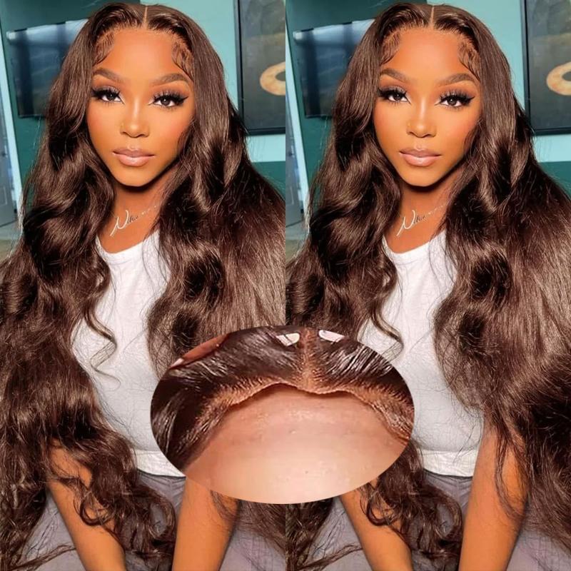 Body Wave Chocolate Brown 13x6 Lace Front Wigs Human Hair Pre Plucked Brazilian Brown Virgin Hair Glueless 13x4 HD Frontal Wig Colored Human Hair Wigs For Women