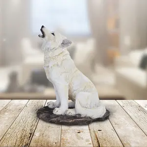 5"H Howling Snow Wolf Figurine