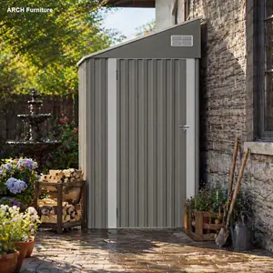 ARCH Campcraft Optional two-color storage shed, single hinge door with sloping roof, solid structural design, good ventilation, surface with protective film, and suitable for various scenarios Weatherproof Metal Shed Steel Garden Shed