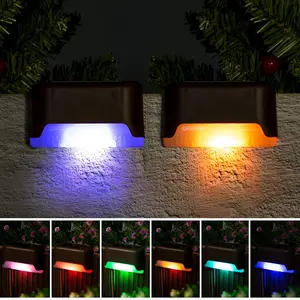 16 Pack Color Changing Solar Deck Lights,Solar Pool Side Lights, LED Light for Outdoor Decks, Railing,Stairs, Steps, Fence, Yard, and Patio Christmas Decoration Lamp(Black)