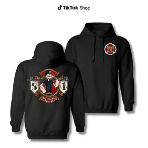 Firefighter 51 Hoodie, Vintage Streetwear Pullover Sweatshirt For Men And Women, Cartoon Style Fire Dept Graphic, Gift For Firefighters And First Responders