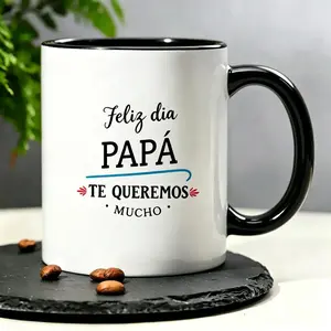 Men's 11Oz Navy Blue Reusable Washable Ceramic Drink Mug - Spanish Text Design, 1pc Summer Cup for Father's Day Gifts