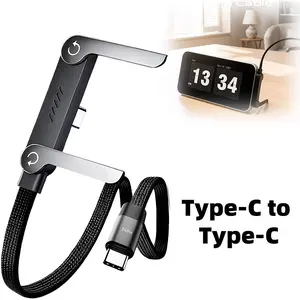 240w Super Fast Charging Cable, Hidden Stand Base, Type-C to Type-C Braided, Foldable, Anti-Tangle, Compatible with iPhone 15/16/17, Mobile & Tablet