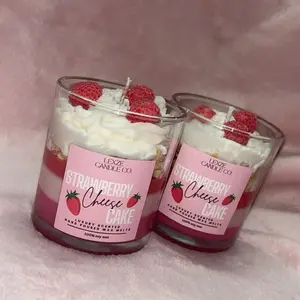 Strawberry Cheesecake Candle - Decorative Candle with Strawberry Filling - Ideal for Home Decor and Ornaments Sweet