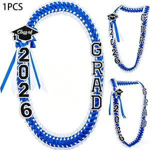 Graduation Ribbon Lei Necklace Class of 2026, Handmade Double Braided Money Lei with Tassel Graduation Gifts