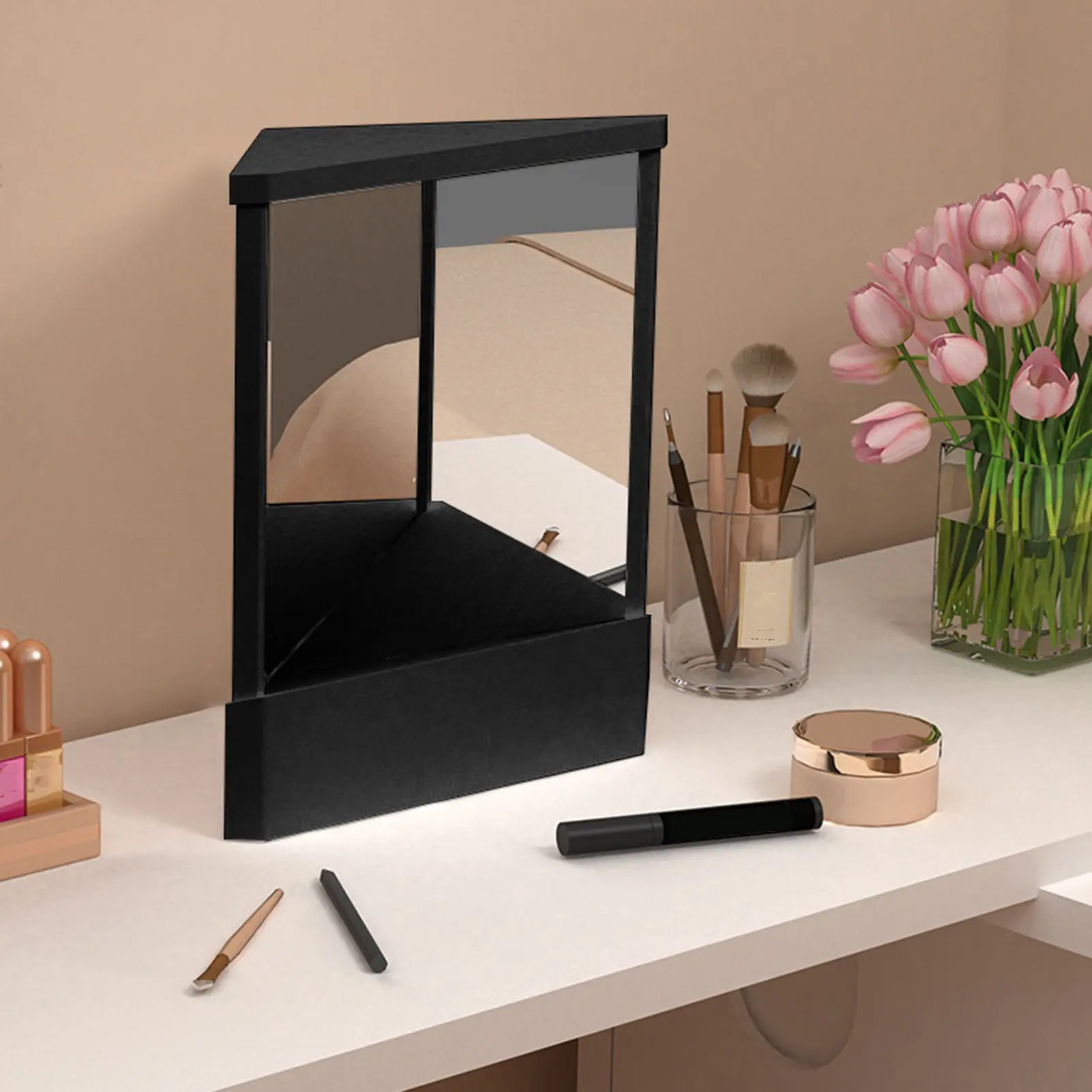 Plastic Rectangle Non-Reversing Vanity Mirror - 28x23x19 cm True Refl Precision Plastic Molding Bathroom Mirror, Modern Minimalist Tabletop Home Decor for Bathroom Makeup Grooming, Plastic Molding Bathroom Mirrors