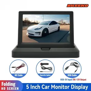 Bileeko 4.3 Inch Foldable Car Display, Tft LCD High Definition Screen, Compatible with Rearview Camera, Home Security Monitor
