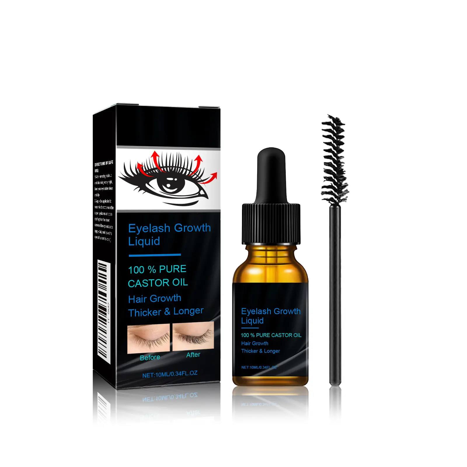 Castor Oil Lash Enhancer Mascara - Natural Daily Cosmetic, Eyelash Curling, Long-Lasting Nourishing, Mild Moisturizer, Brow-Friendly, Advanced Skin Barrier Fusion Serum, Makeup