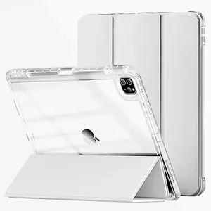 IPad Case Compatible With Apple IPad7/8/9th 10th Generation 10.9 Air 3 4 5 Mini 6  IPADpro11 12 13 Acrylic casing With Pen Slot auto sleep Cover Anti fall soft rubber shell﻿ Shockproof Transparent   Apple  Pad Case