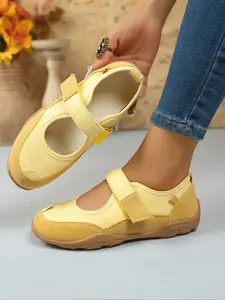 Mary Jane Women's Shoes Autumn Spring New Velcro Ballet Style Soft Sole Dress Single Shoe, Fashion Comfortable High-End Casual Sporty Design Rubber Footwear Soft Bottom Shoes