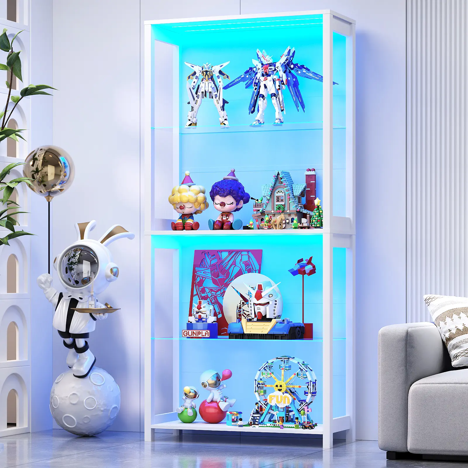 Open Display Cabinet-4-Tier-White