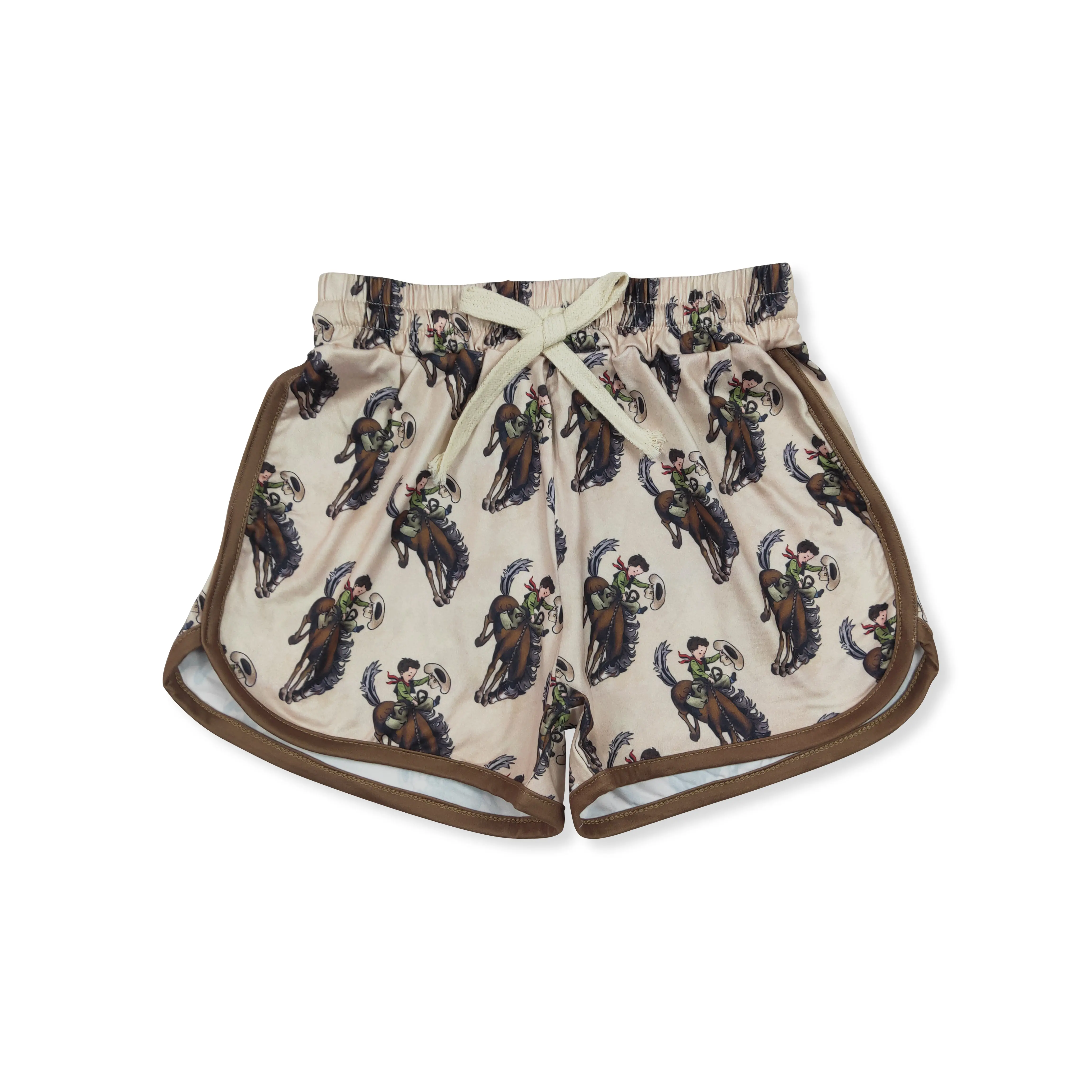 Western Horse Print Summer Girls Shorts, 4T, 5-6T