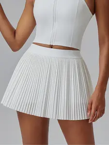 Women's Summer Sports Skirt High Waist Slim Fit Half Apron Tennis Yoga Pleated Skirt Quick Dry Badminton Skirt Dress High Waisted Skorts