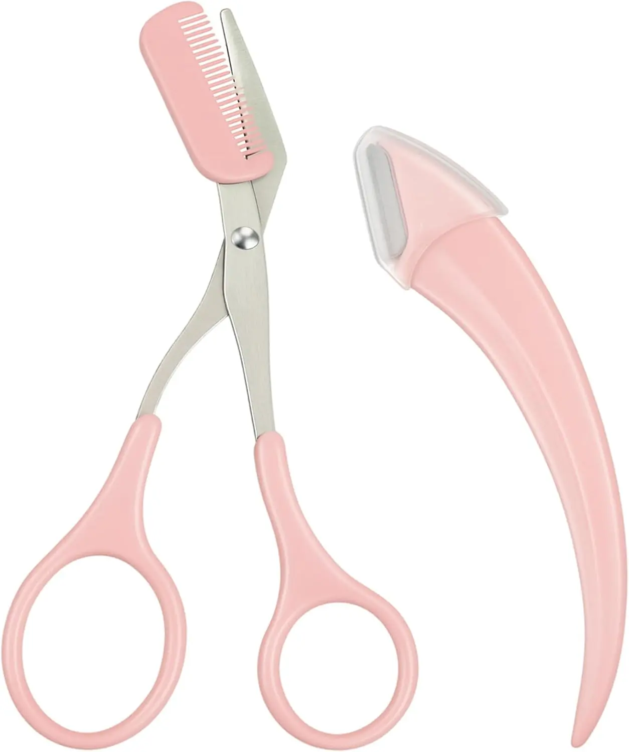 2-Piece Stainless Steel Eyebrow Trimmer & Eyebrow Scissors with Comb – Beginner-Friendly Eyebrow Shaping Tool Kit, Precision Styling Kit for Perfect Arch, Beauty & Personal Care