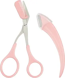 2-Piece Stainless Steel Eyebrow Trimmer & Eyebrow Scissors with Comb – Beginner-Friendly Eyebrow Shaping Tool Kit, Precision Styling Kit for Perfect Arch, Beauty & Personal Care