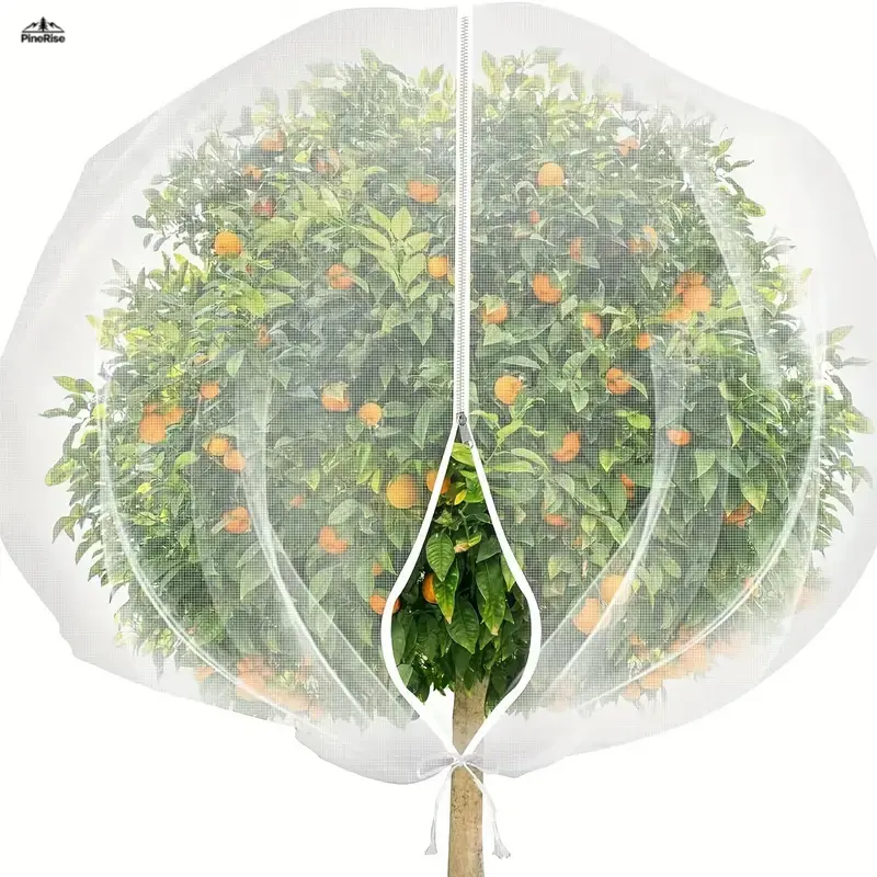 Foldable Insect-Proof Mesh Cover with Drawstring & Zipper, Breathable Greenhouse Fruit Tree Bird Shield for Outdoor Garden Use, summerwins
