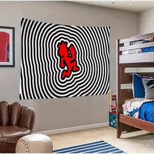 J-Juggalo ICP Band Music Tapestry - Vibrant Cartoon Character Wall Hanging with Black & White Stripes, Durable Polyester Indoor Decor for Bedroom, Living Room, Parties - Ideal Holiday Gift, Music Decor, Party Decoration, Playful Aesthetic