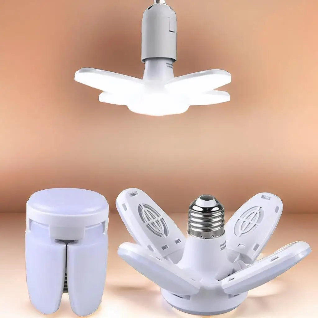 Foldable LED Light Bulb Ceiling Lamp, Mini Leaf Design Garage LED Light, Adjustable Ceiling Light For Garage Home Bedroom Living Room Decor, Room Acce