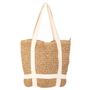 Fame Straw Braided Hat Carrier Tote Bag
