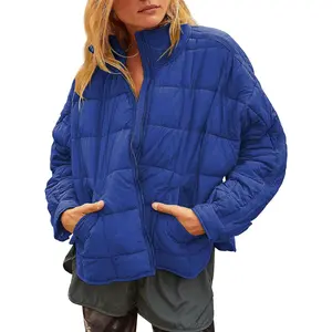 Womens Quilted Puffer Jackets Lightweight Zip up Short Winter Coat with Pockets