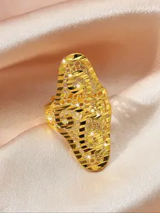 1 piece of high-quality totem symbol ring jewelry, geometric symbol design style, copper plated 24k jewelry, suitable for delicate luxury gifts for boyfriends and friends, women's daily accessory gift jewelry gift, Valentine's Day gift, Filigree Ring