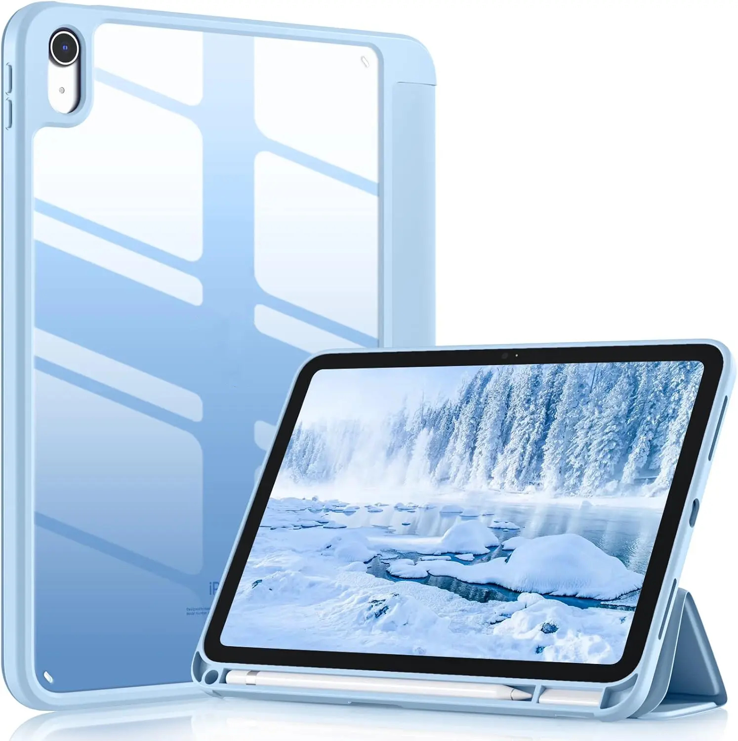 Slim Pink Protective Cover for iPad Air 11-inch (M3/M2) & 10.9-inch (5th/4th Gen), TPU Bumper with Transparent Back, Pencil Holder & Auto Wake/Sleep, Tablet, Casing, Accessories