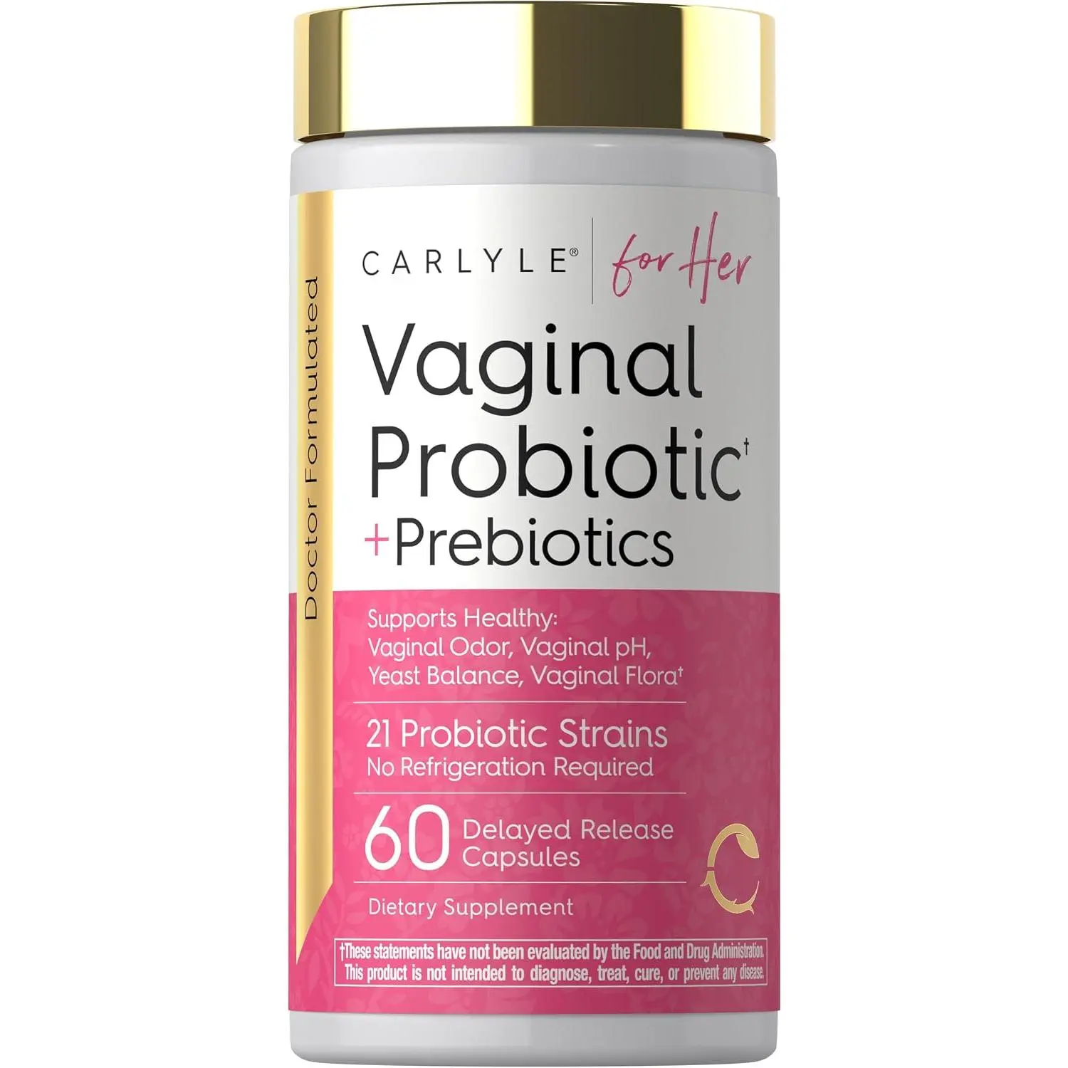 Vaginal Probiotics for Women | 60 Capsules | with Prebiotics | Supports Healthy Odor, pH, Yeast Balance, and Flora | Vegan, Non-GMO, Gluten Free | For Her