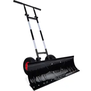 Best Choice Products 36in Hand Snow Pusher w/ 2 Wheels, Adjustable Handle, Blade Angle, Reflective Tape