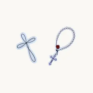 Christian Cross and Rosary Sticker Set