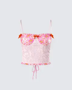 Ana Multi Floral Lace Bustier Top