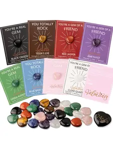 24 pcs Valentines Day Gifts for Kids-Valentines Day Cards for Kids School classroom,valentines heart Crystals with Cards,valentine exchange party favors for kids boys girls,Valentine's goody bag filler