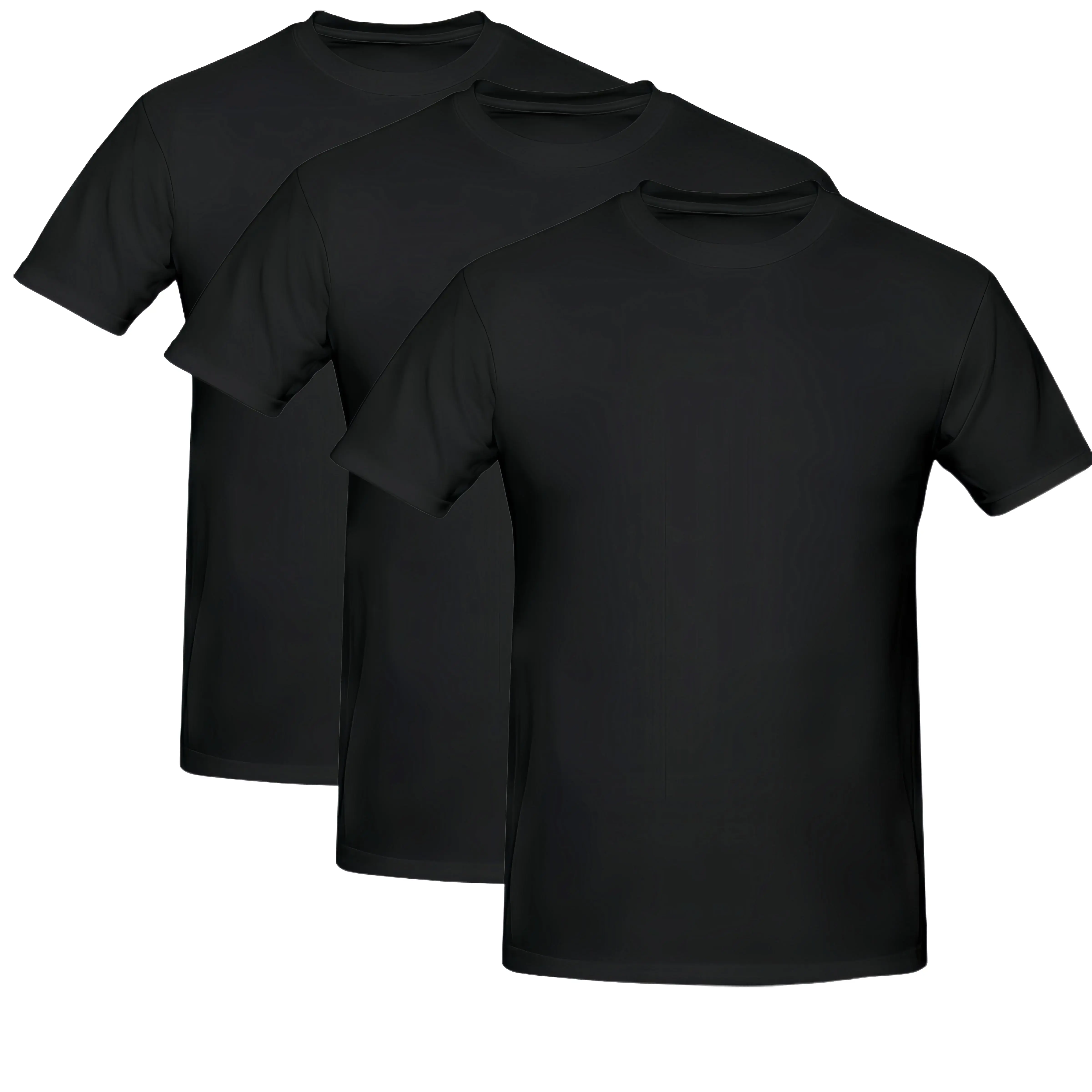 Men's 3-Pack 100% Cotton Basic Fitted Round Neck Undershirts - Soft, Durable, Shrink-Resistant Tops for Casual, Fitness Use