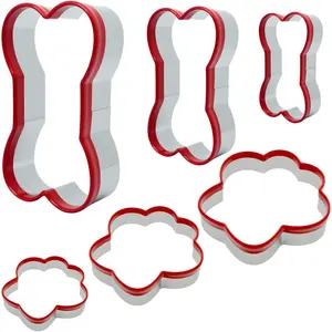 Cookie  Set 6 count -   & Paw Shapes, Stainless Steel Biscuit Mold with Soft PVC Cover, Assorted Sizes