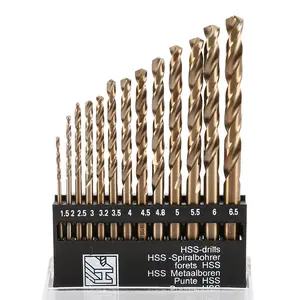 Cobalt Metric Drill bits Set 1.5mm-6.5mm/13PCS  Steel Drill bit for Stainless Steel, Hard Metal, Cast Iron, Copper,  Plastic