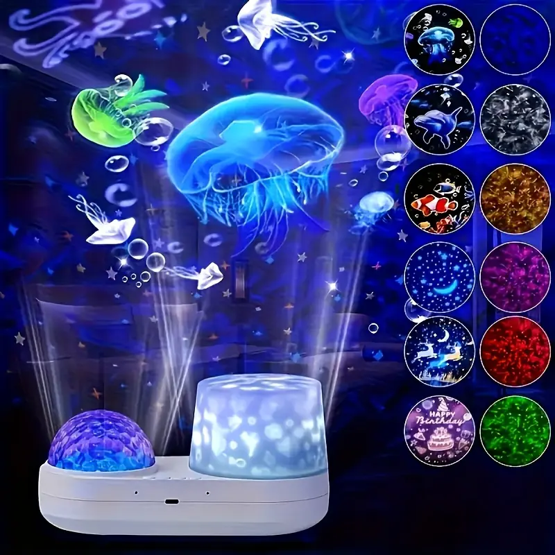 Starry Sky Projection Night Light, Colorful 3D Ocean and Starry Sky Effects, USB Power Supply, Adjustable Brightness, Suitable for Room Decoration and Birthday Gifts, Bedroom Starry Sky Projector, Companion Sleeping Atmosphere Light