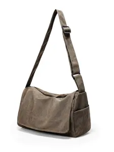 Men's Canvas Messenger Bag, Unisex Crossbody Shoulder Bag, Casual Style, Fits 15-Inch Laptop, Ideal for Travel & Daily Use, Canvas Crossbody Bags