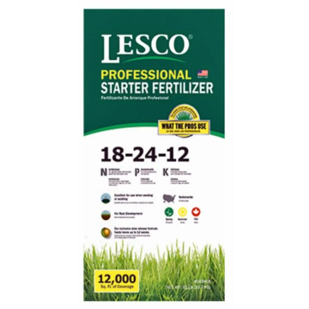 Siteone Landscape Supply Professional Starter Turf Fertilizer, 18-24-12 NPK, 12000 sq ft Coverage, High Phosphorus, Potash Addition, Slow Release, 2025 Lbs