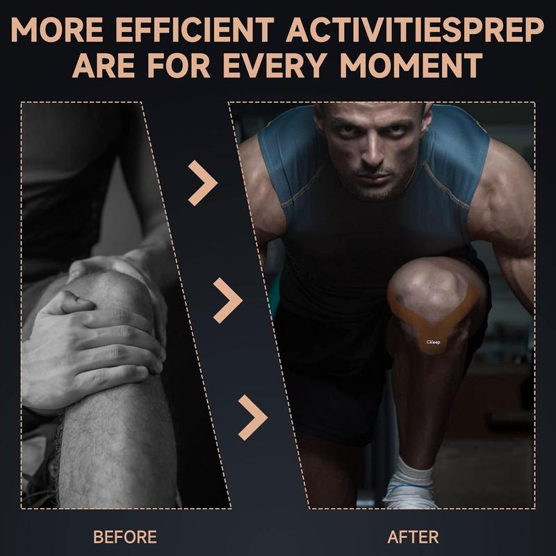 CKeep Precut Kinesiology Tape, 2 Rolls, 40 Strips, Original Cotton, Latex-Free tape for Knee Pain, Injuries & Sprains